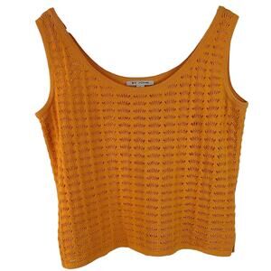 St. John orange knit shell sleeveless scoop neck sweater large